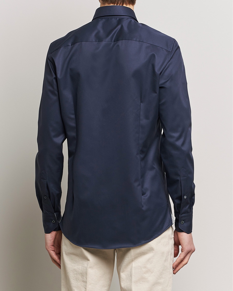 Uomini | Camicie | Stenströms | Slimline Multi Stripe Contrast Cut Away Shirt Navy
