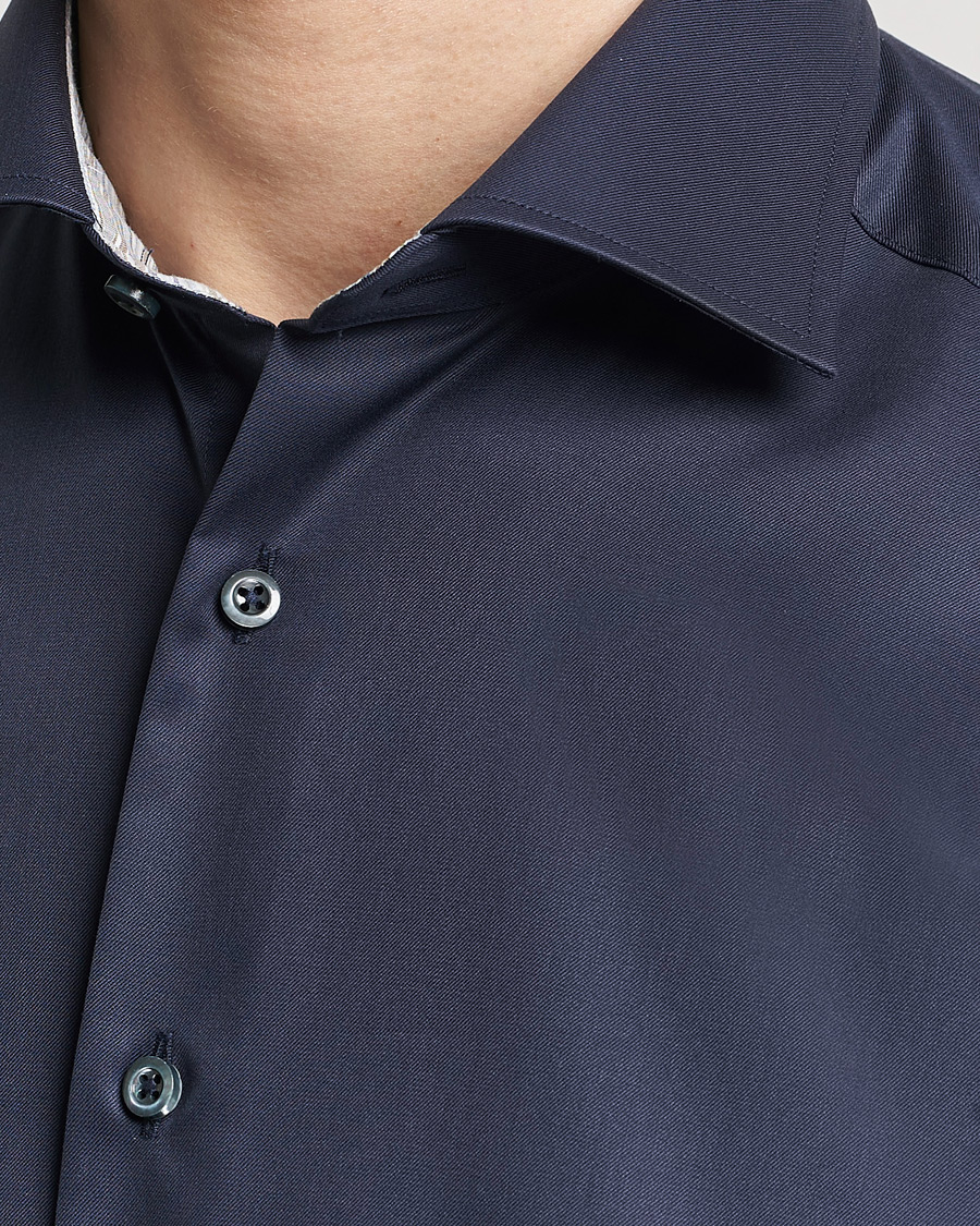 Uomini | Camicie | Stenströms | Slimline Multi Stripe Contrast Cut Away Shirt Navy