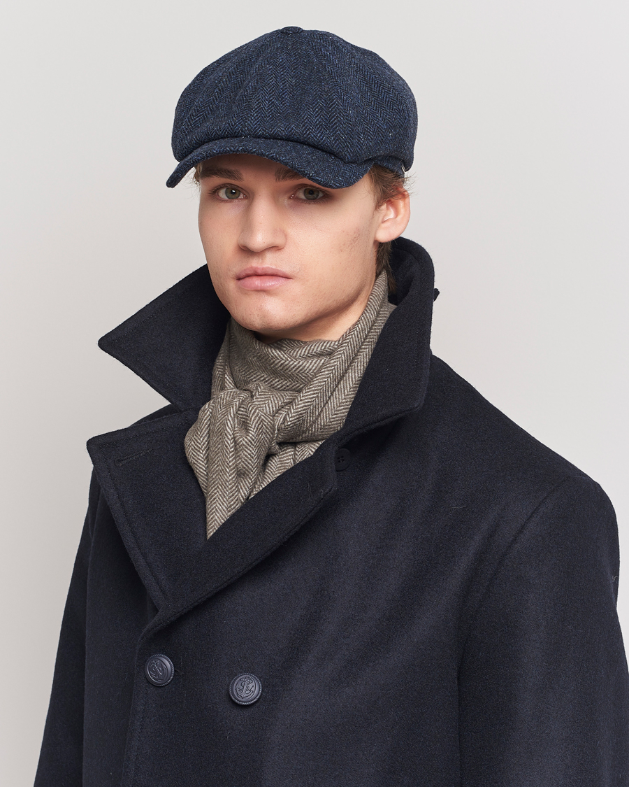 Uomini | Berretti piatti | Wigéns | Newsboy Classic Shetland Wool Navy