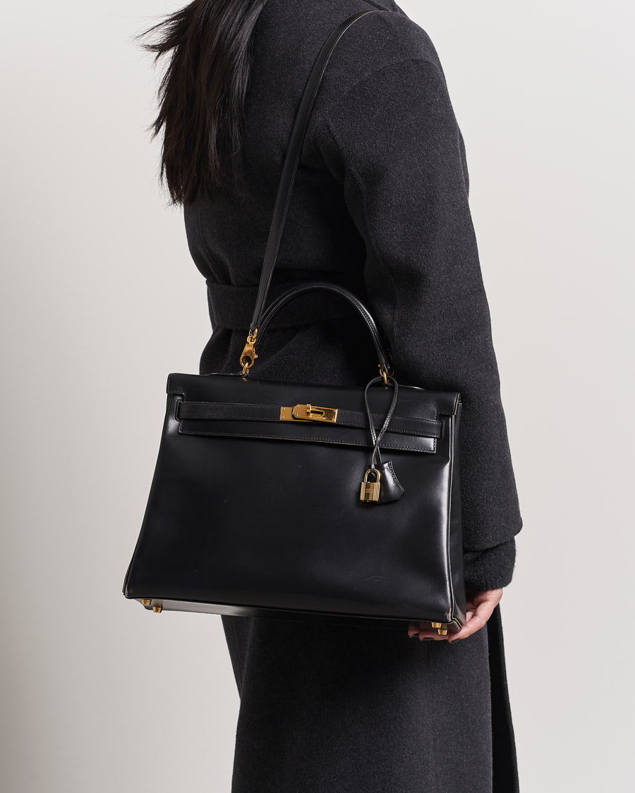 Uomini | Hermès Pre-Owned Kelly 35 Handbag Black | Hermès Pre-Owned | Kelly 35 Handbag Black