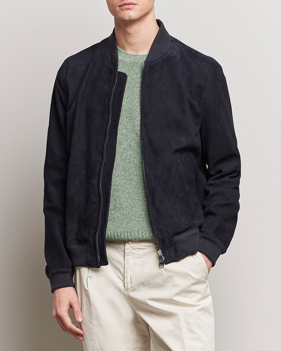 Uomini | Italian Department | Valstar | Zip Suede Jacket Navy