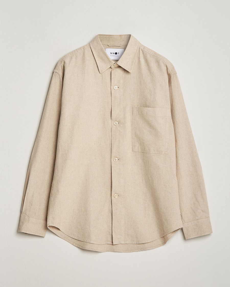 Uomini | Camicie | NN07 | Adwin Linen Overshirt Oatmeal