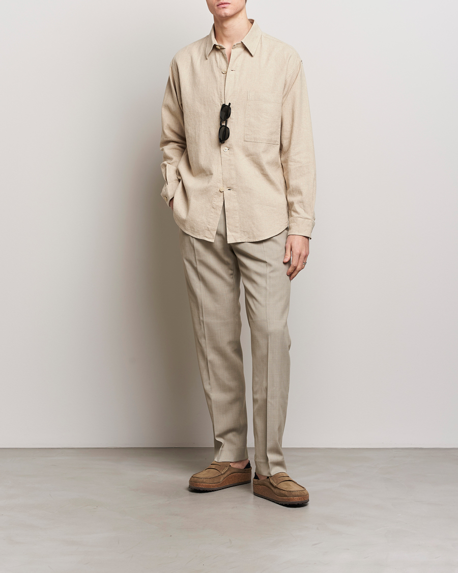 Uomini | Camicie | NN07 | Adwin Linen Overshirt Oatmeal