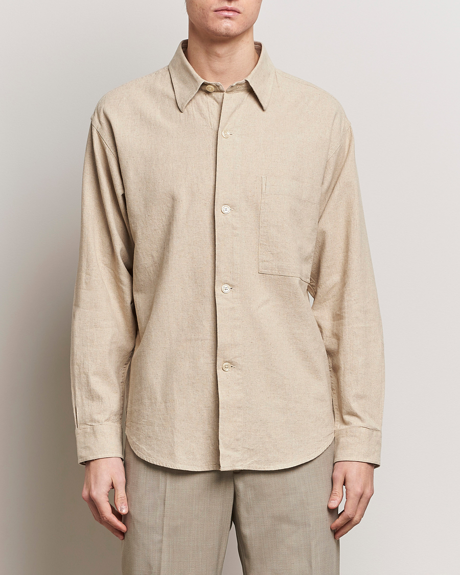 Uomini | Camicie | NN07 | Adwin Linen Overshirt Oatmeal