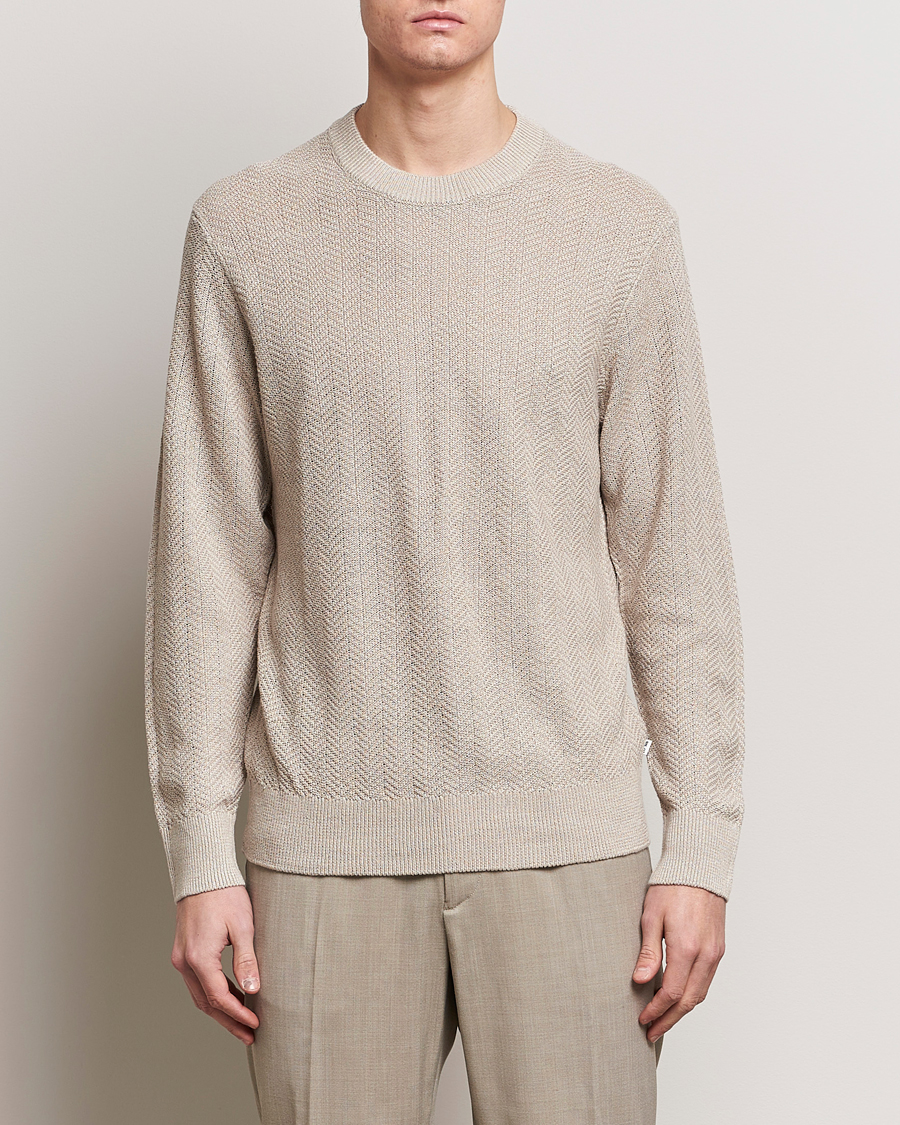 Uomini |  | NN07 | Jaden Knitted Linen Crew Neck Sweater Irish Cream