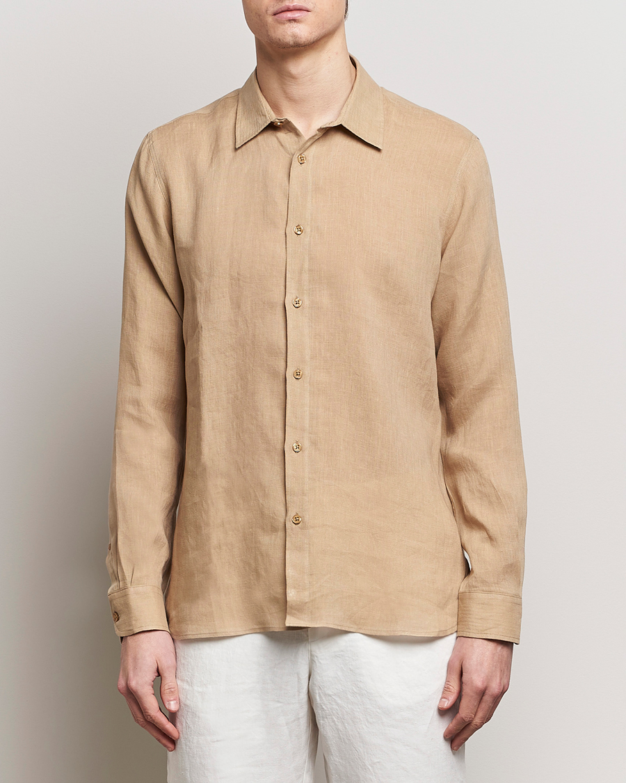 Uomini | Orlebar Brown | Orlebar Brown | Justin Linen Shirt Biscuit