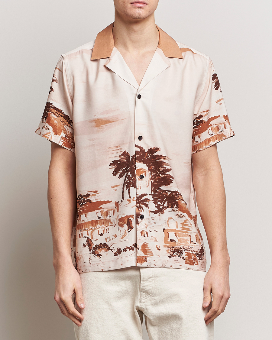 Uomini | Camicie a maniche corte | LES DEUX | Coastal Printed Short Sleeve Shirt Terracotta