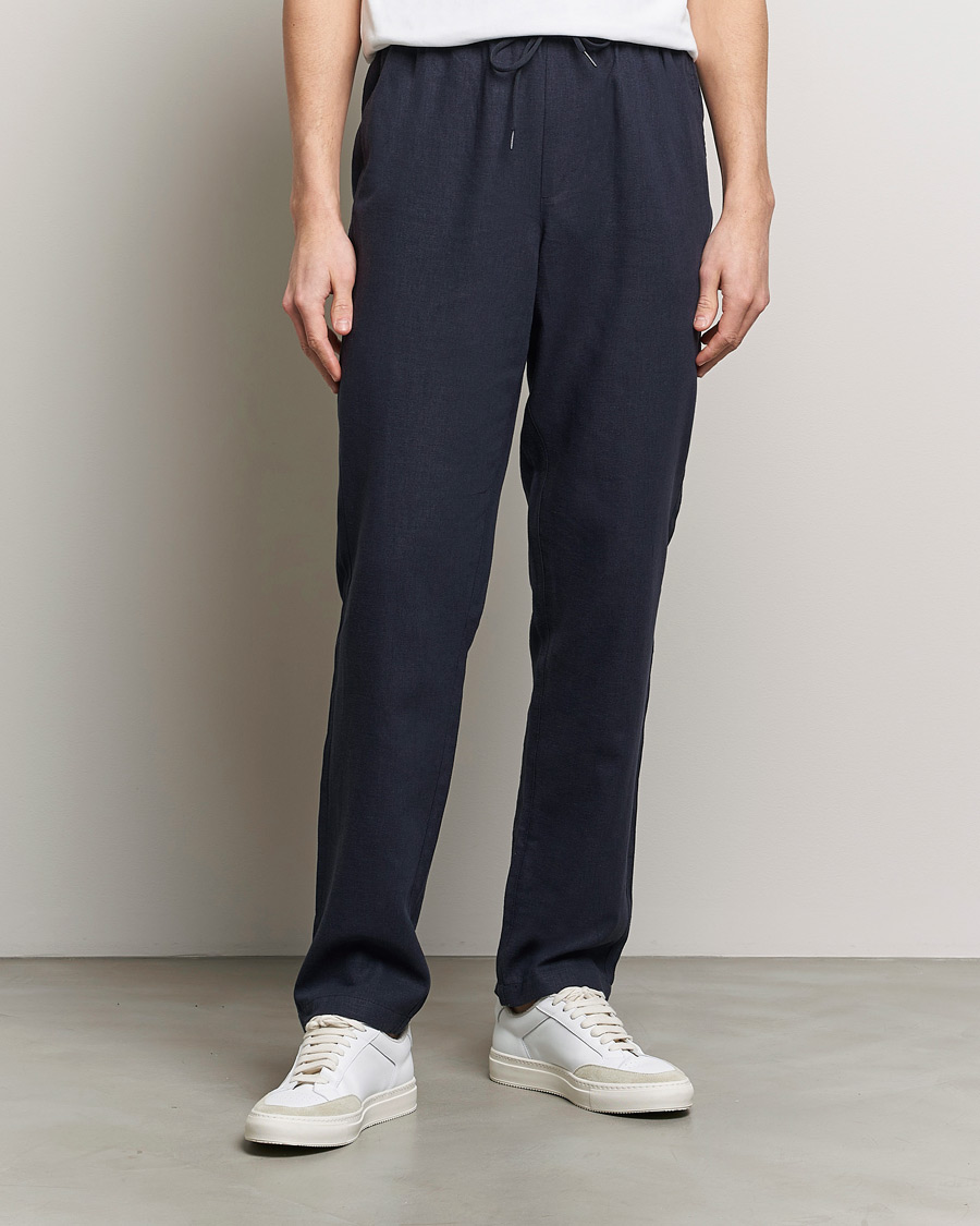 Uomini | LES DEUX | LES DEUX | Patrick Linen Pants Dark Navy