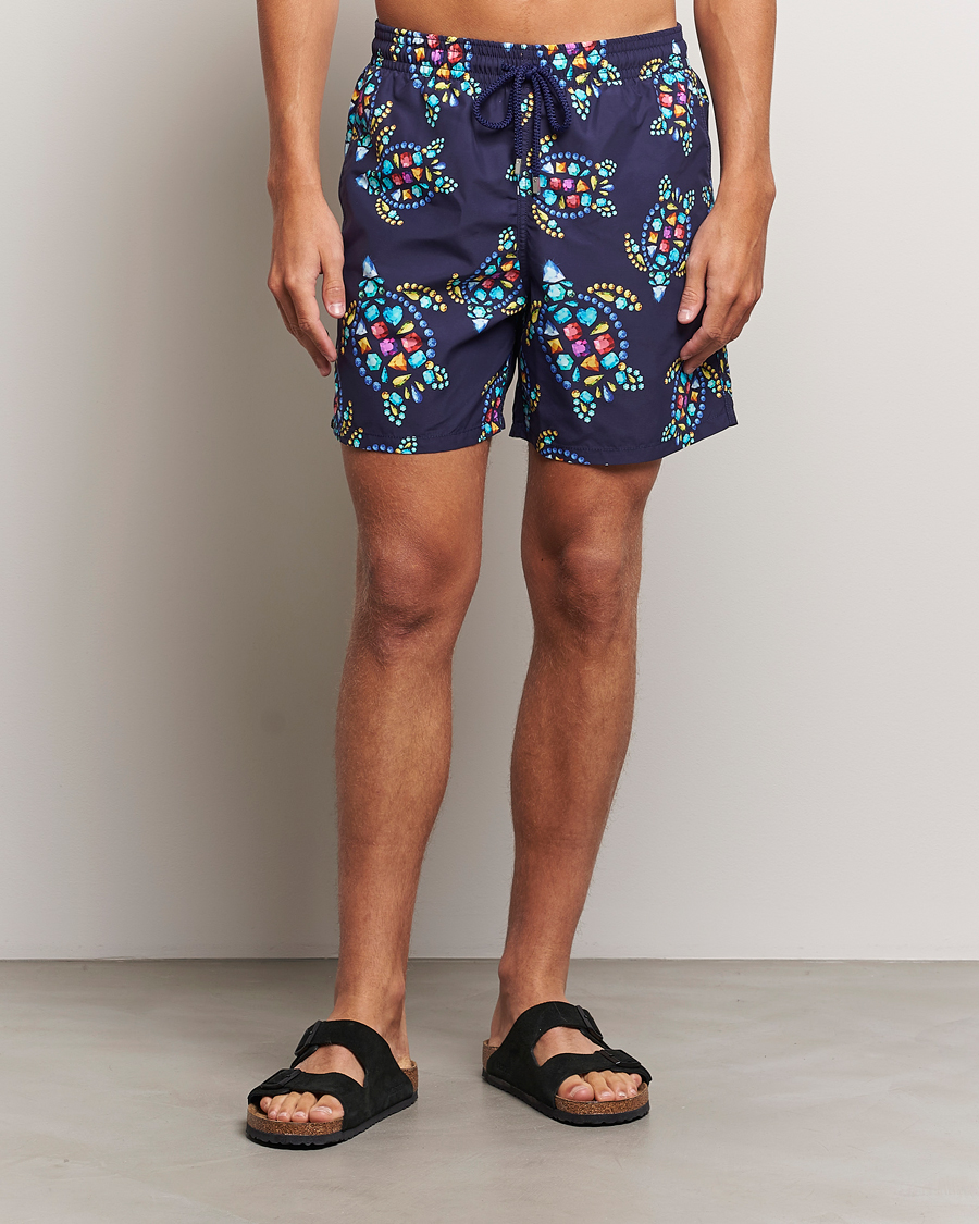 Uomini | Vilebrequin | Vilebrequin | Moorea Printed Swimshorts Minuit