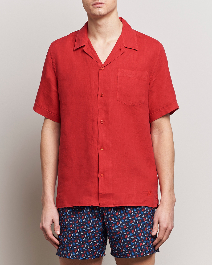 Uomini | Vilebrequin | Vilebrequin | Carhli Resort Short Sleeve Shirt Mouline Rouge