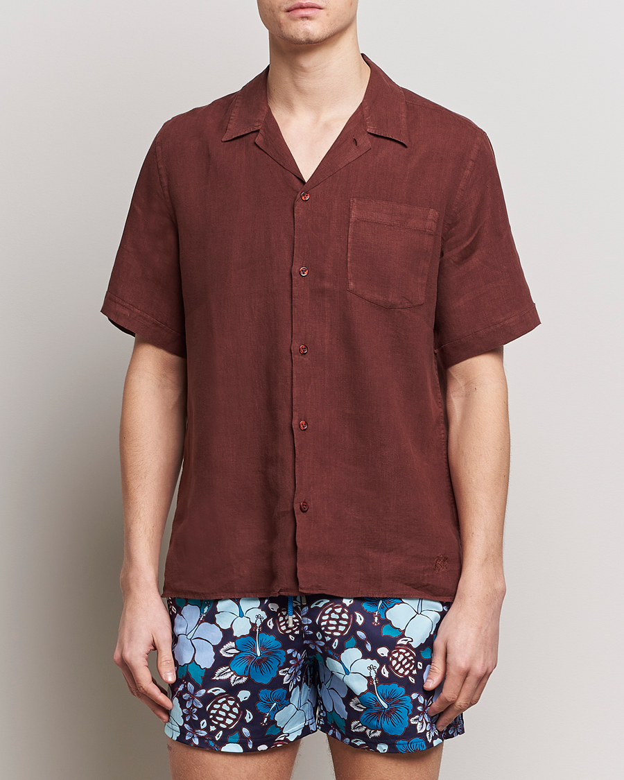 Uomini | Vilebrequin | Vilebrequin | Carhli Resort Short Sleeve Shirt Acajou