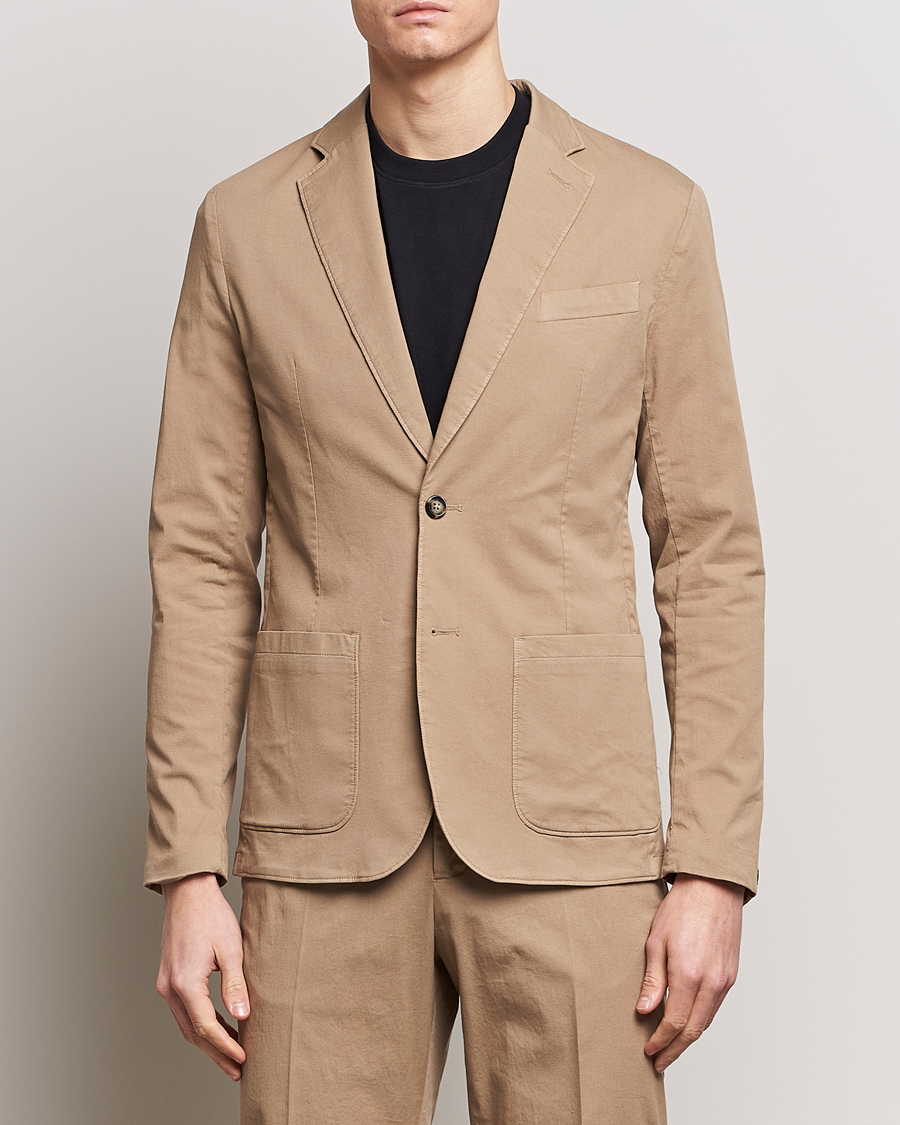 Uomini | Giacca da abito | J.Lindeberg | Elton Garment Dyed Cotton Blazer Batique Khaki