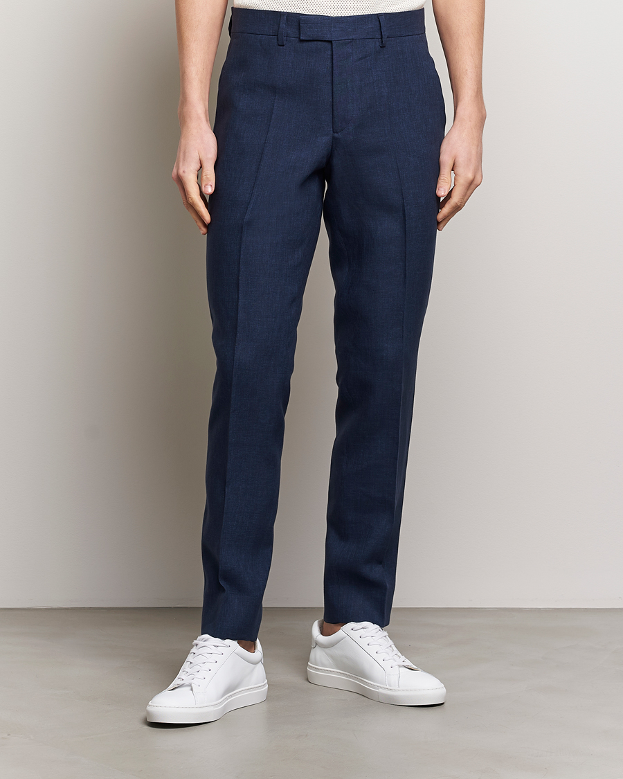 Uomini |  | J.Lindeberg | Grant Super Linen Trousers Navy