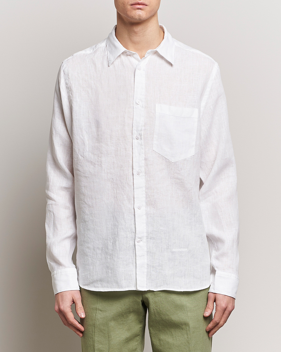 Uomini | Camicie | J.Lindeberg | Regular Fit Clean Linen Shirt White