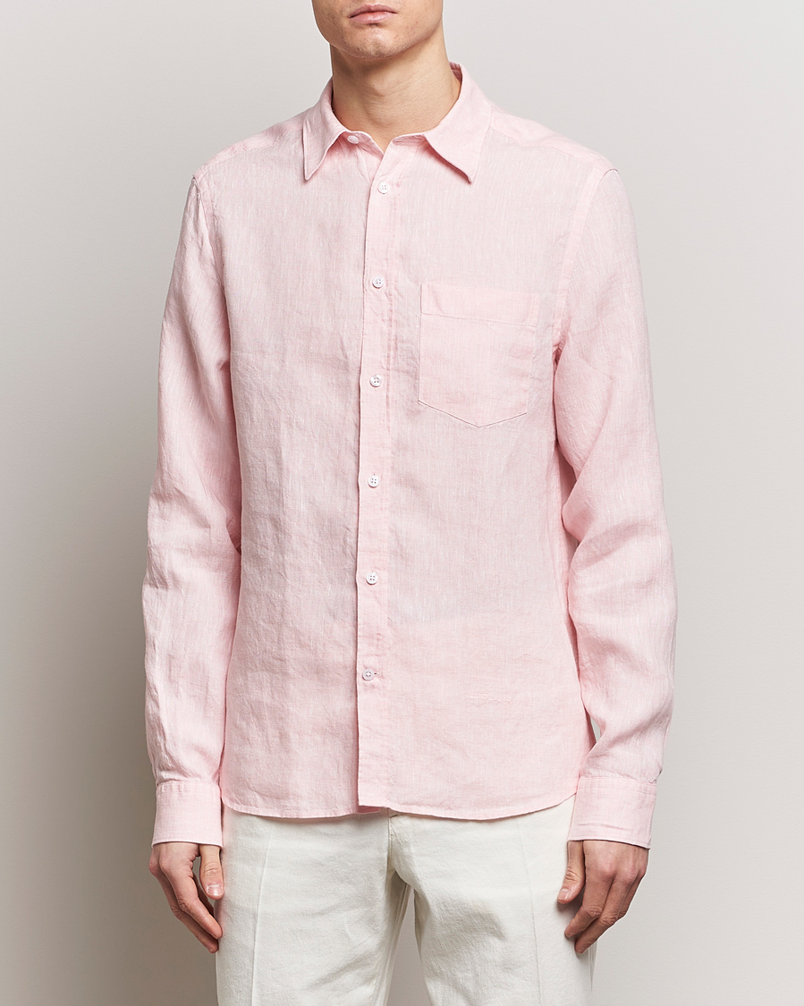 Uomini |  | J.Lindeberg | Slim Fit Linen Melange Shirt Powder Pink