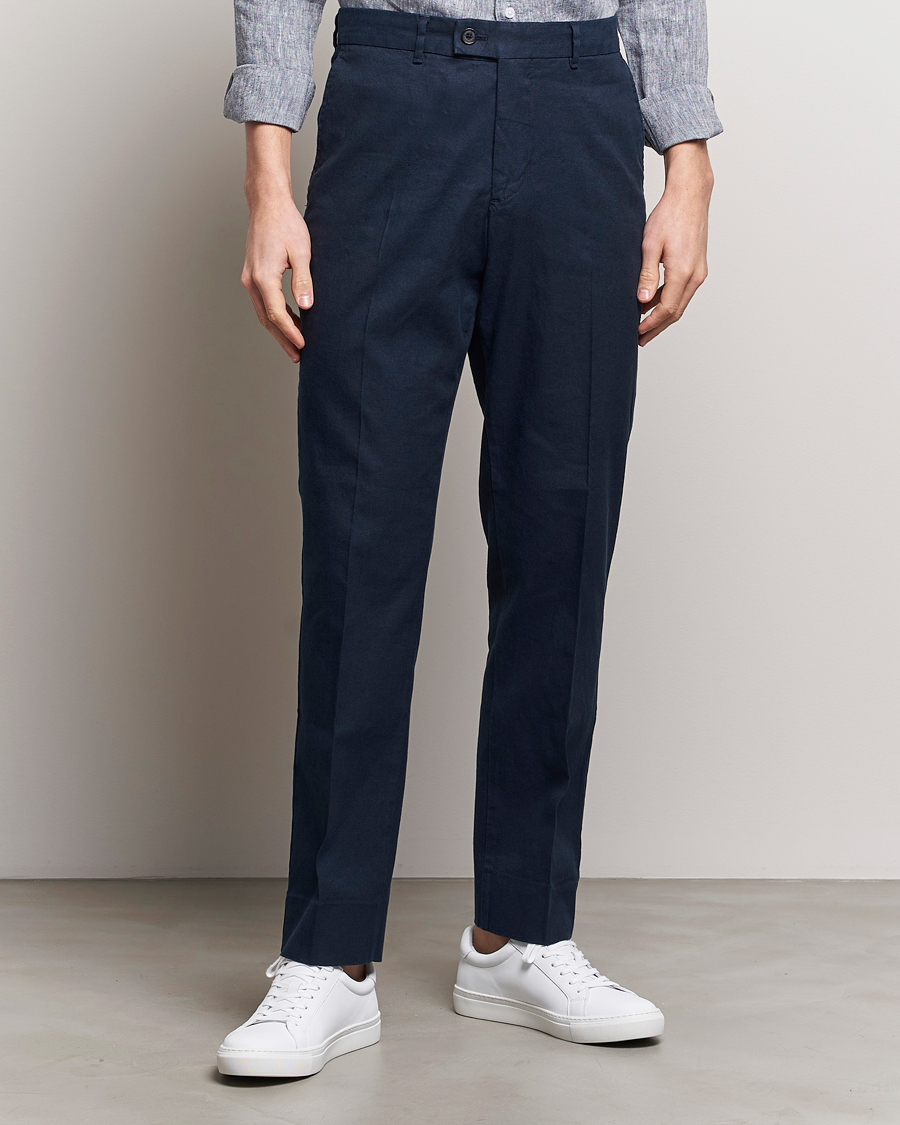 Uomini | Vendita | J.Lindeberg | Lois Cotton/Linen Stretch Pants Navy