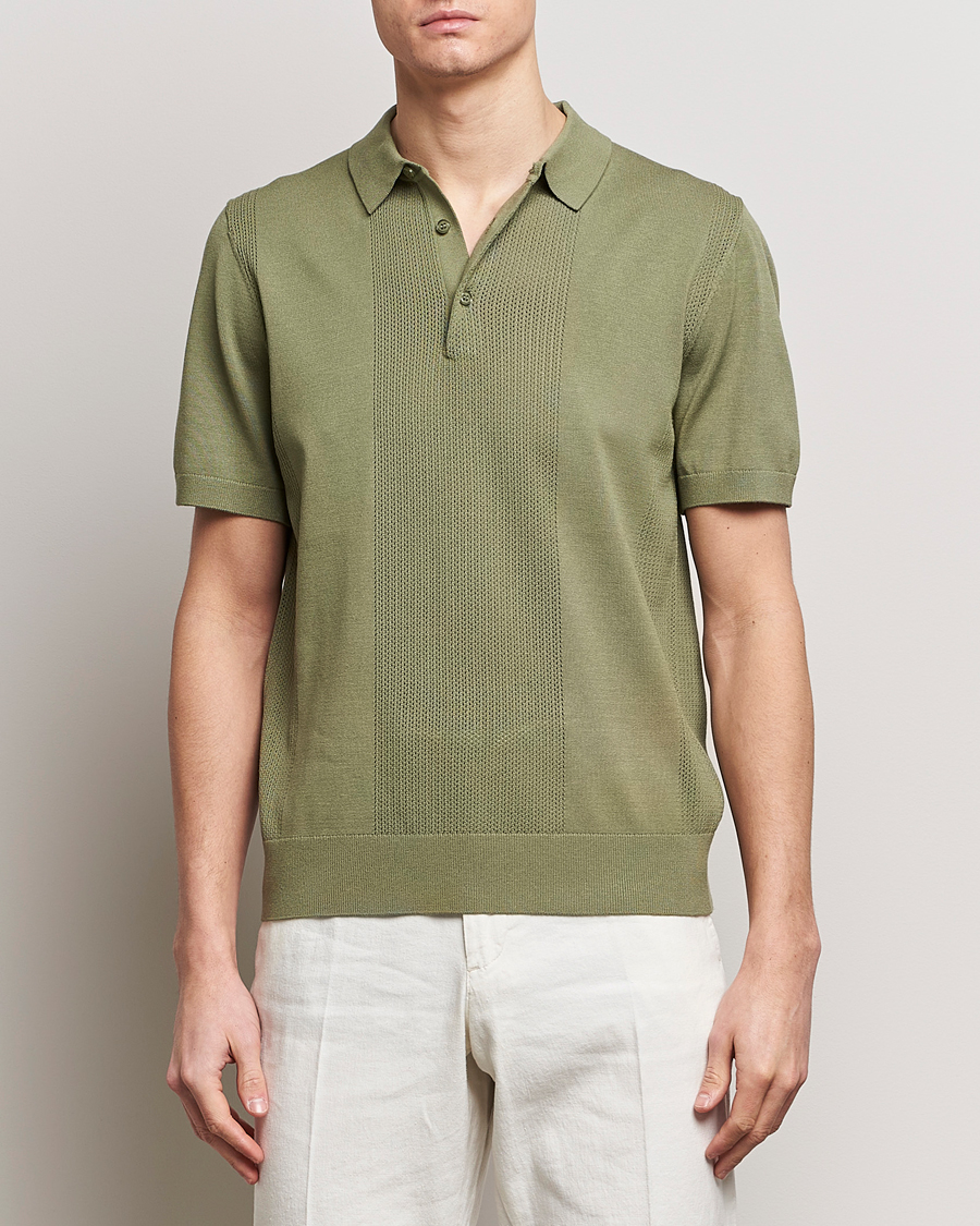 Uomini | Vendita | J.Lindeberg | Reymond Solid Knitted Polo Oil Green