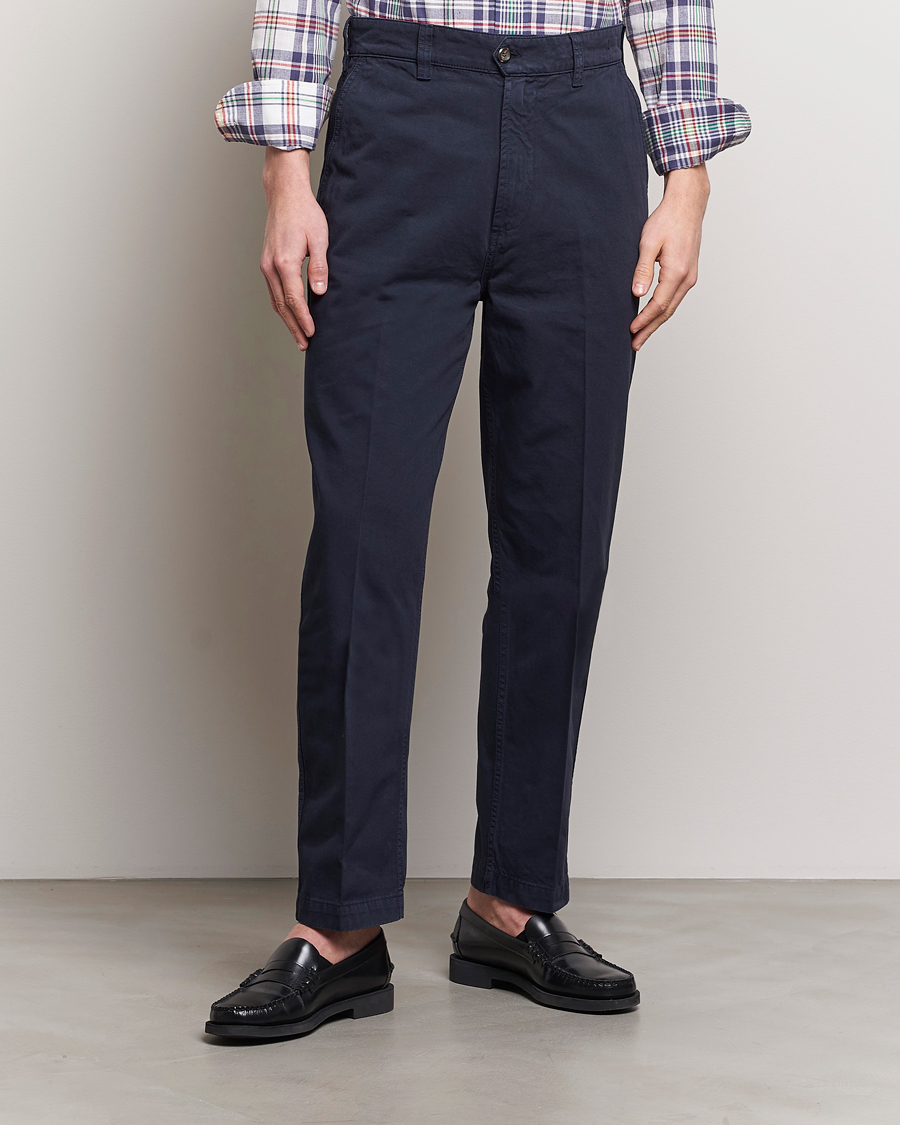 Uomini | Chinos | Drake\'s | Flat Front Cotton Chino Navy