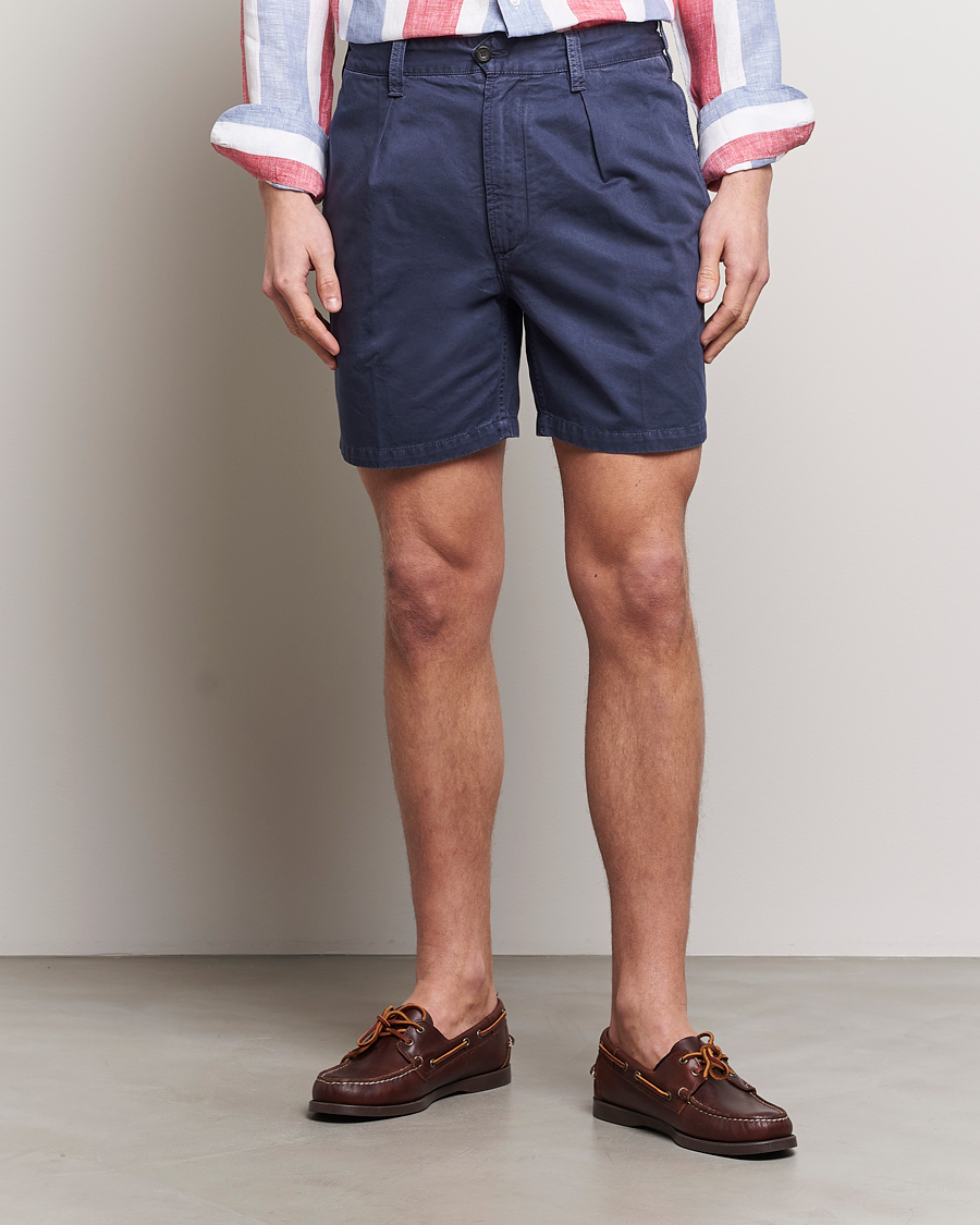 Uomini | Pantaloncini | Drake\'s | Cotton Twill Chino Shorts Washed Navy