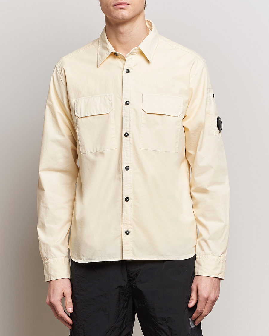 Uomini | Camicie | C.P. Company | Long Sleeve Gabardine Pocket Shirt Ecru