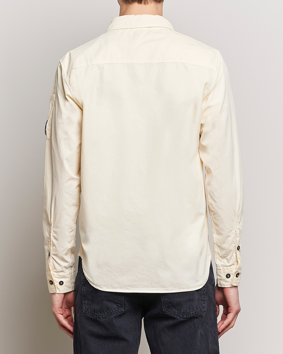 Uomini | Camicie | C.P. Company | Garment Dyed Gabardine Zip Shirt Jacket Ecru