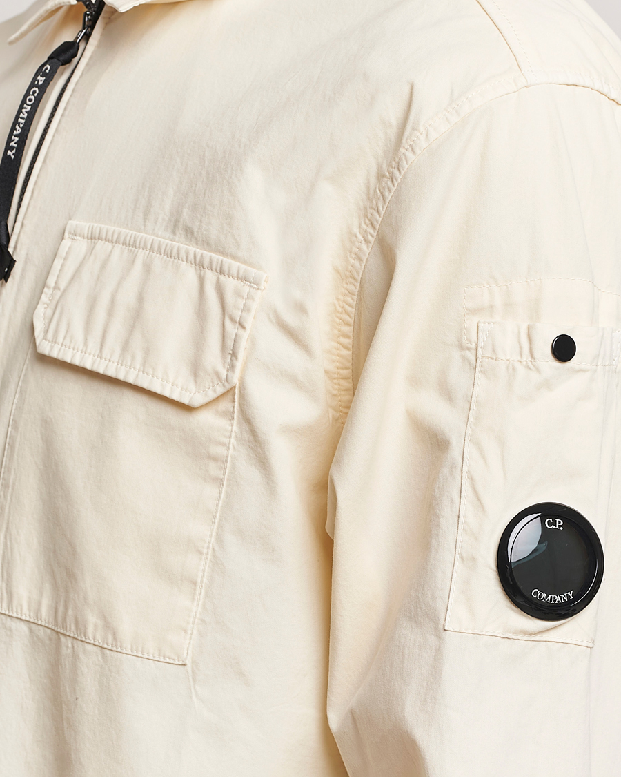 Uomini | Camicie | C.P. Company | Garment Dyed Gabardine Zip Shirt Jacket Ecru