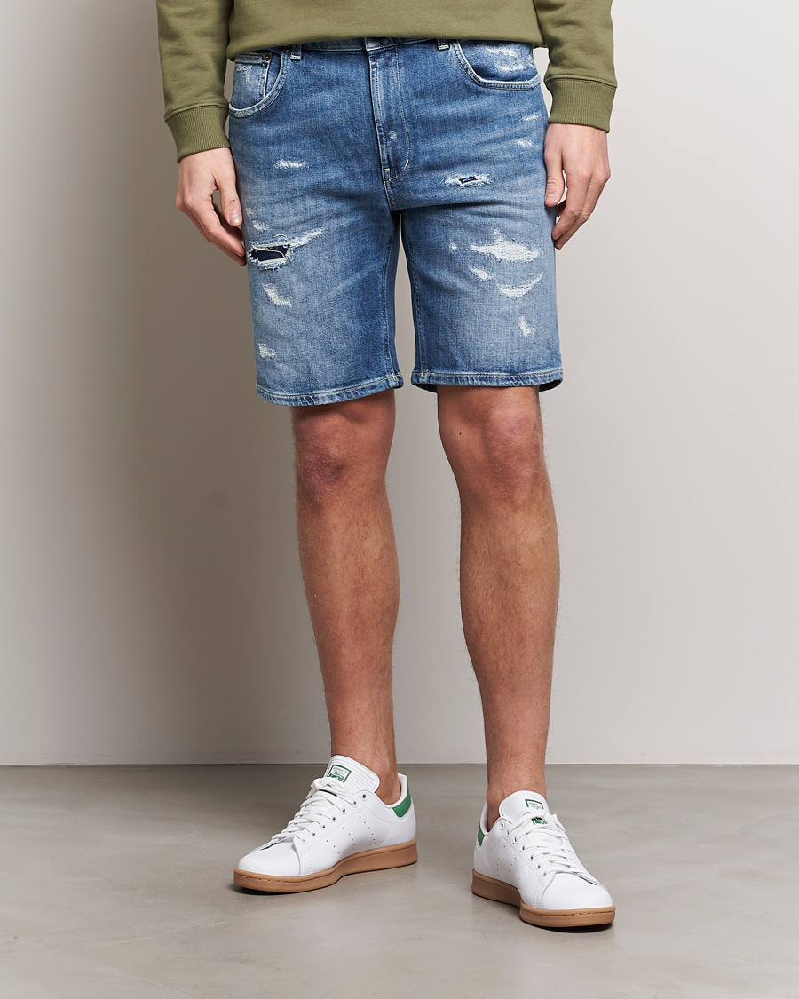 Uomini | Pantaloncini di jeans | Dondup | Derek Destroyed Denim Shorts Medium Blue