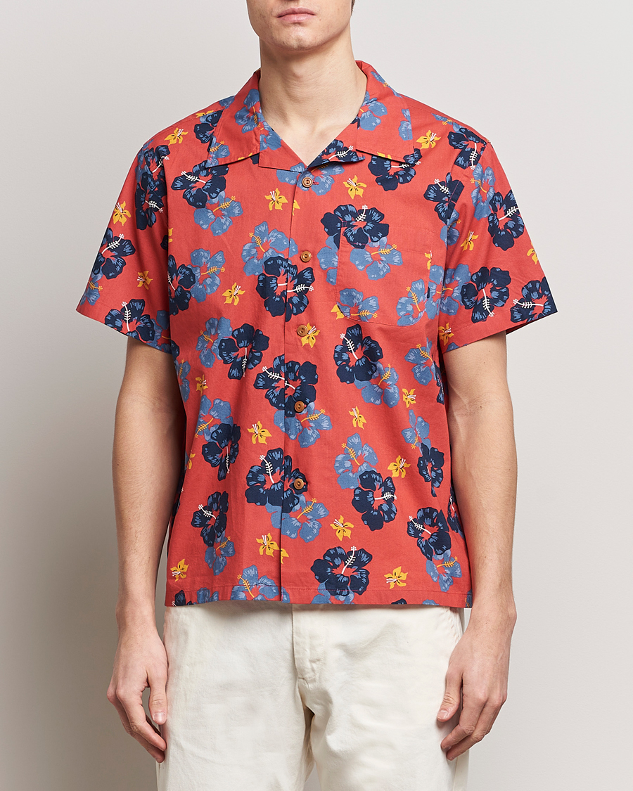 Uomini | Camicie a maniche corte | Nudie Jeans | Arthur Printed Flower Short Sleeve Shirt Red