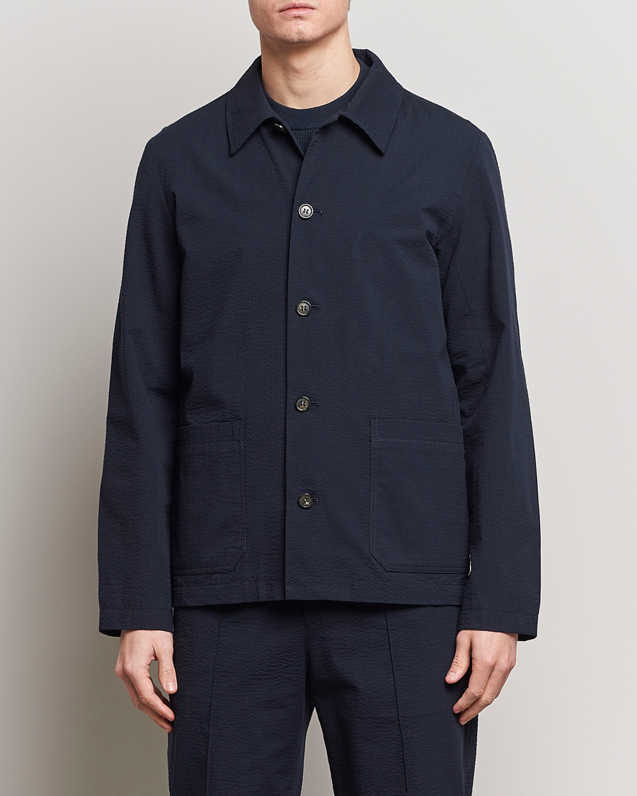 Uomini | 50% di sconto | A.P.C. | Brest Seersucker Overshirt Dark Navy