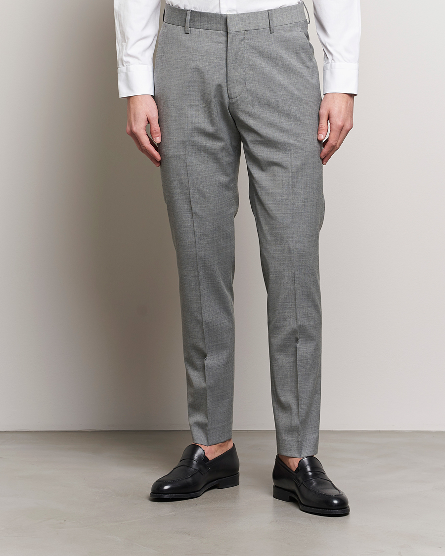 Uomini | Business casual | Tiger of Sweden | Tenuta Wool Travel Suit Trousers Grey Melange