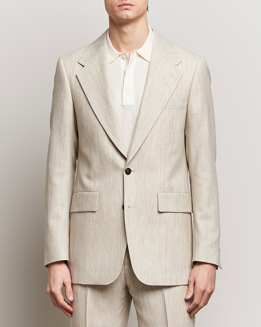 Uomini | Giacca da abito | Tiger of Sweden | Jon Wool/Linen Canvas Blazer Natural White