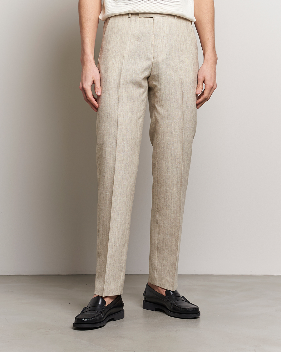 Uomini |  | Tiger of Sweden | Tenser Wool/Linen Canvas Trousers Natural White