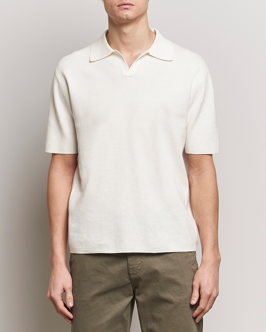 Uomini |  | Tiger of Sweden | Maelon Linen/Cotton Knitted Polo Summer Snow