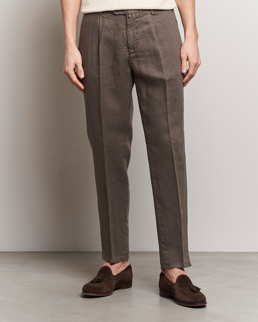 Uomini |  | Briglia 1949 | Pleated Linen Trousers Brown