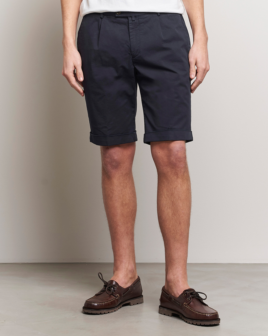 Uomini | Pantaloncini chino | Briglia 1949 | Pleated Cotton Shorts Navy