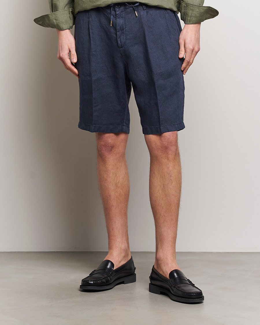 Uomini | 50% di sconto | Briglia 1949 | Easy Fit Linen Shorts Navy