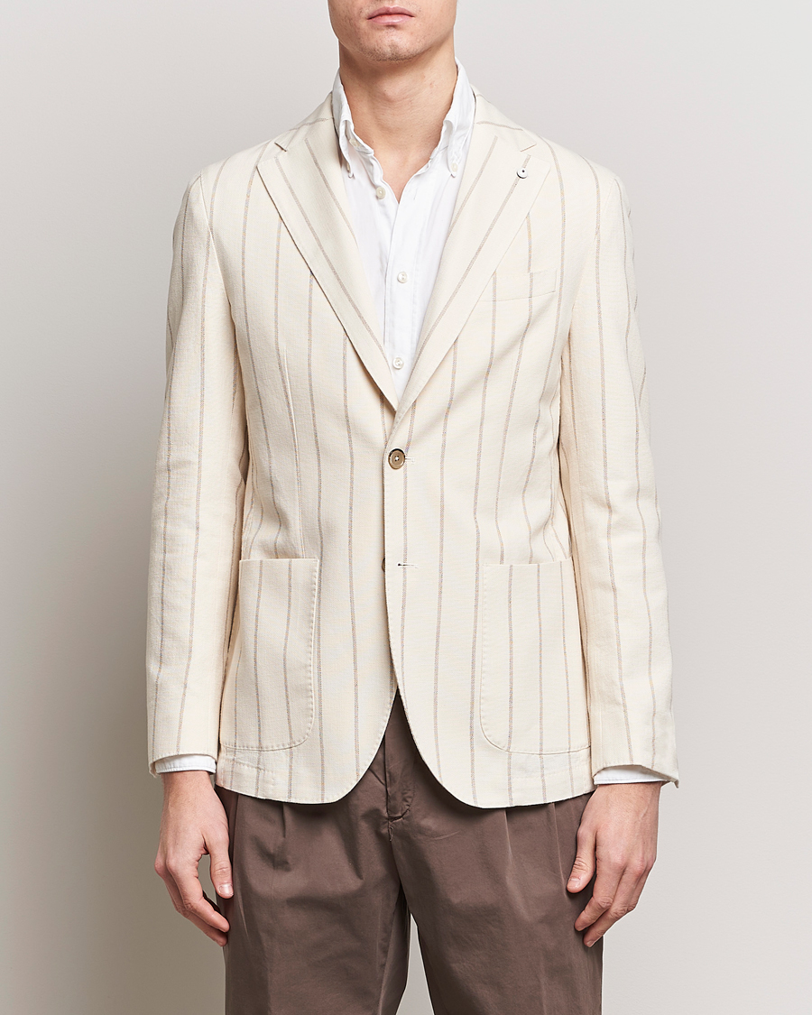 Uomini | L.B.M. 1911 | L.B.M. 1911 | Striped Cotton Blazer Beige