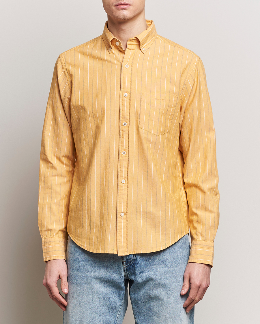 Uomini | Camicie oxford | GANT | Regular Fit Archive Striped Oxford Shirt Medal Yellow