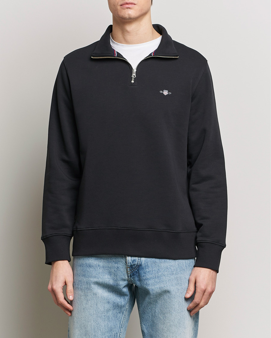 Uomini | GANT | GANT | Original Shield Half Zip Sweater Black