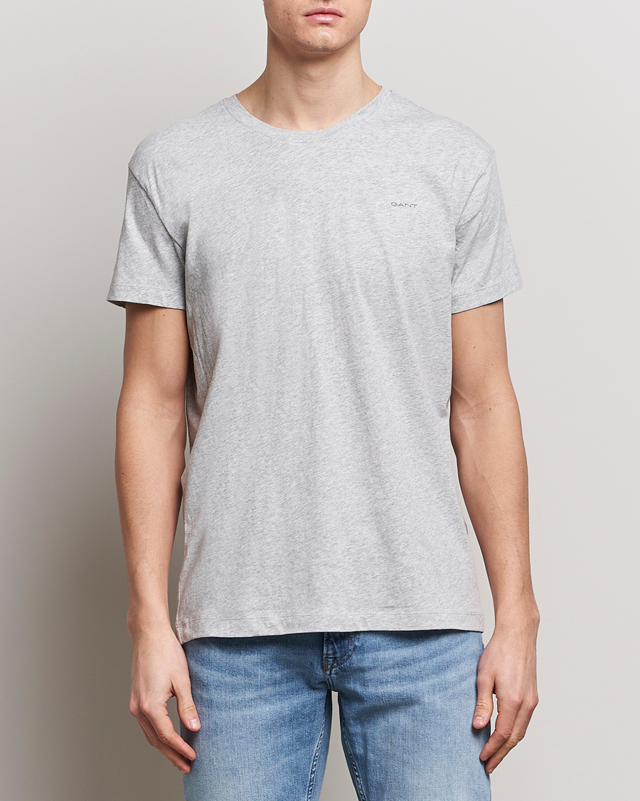 Uomini | GANT | GANT | 2-Pack Crew Neck T-Shirt Light Grey/Navy