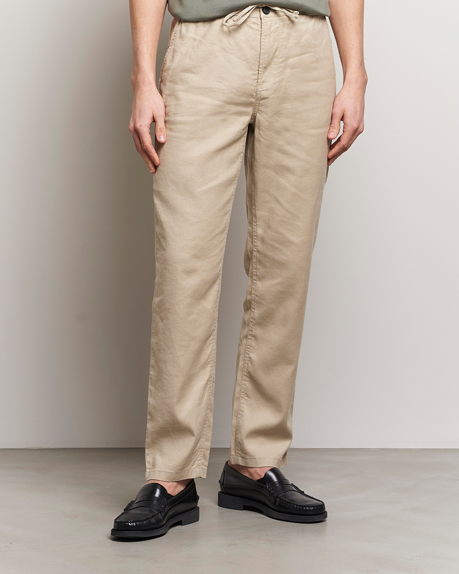 Uomini | Pantaloni di lino | Morris | Fenix Linen Slacks Khaki