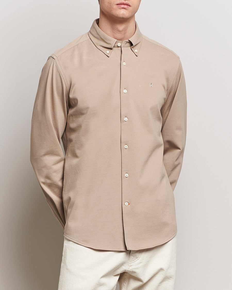 Uomini | Camicie | Morris | Eddie Slim Fit Pique Shirt Khaki