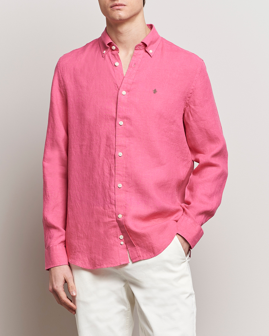 Uomini | Camicie | Morris | Douglas Linen Button Down Shirt Cerise