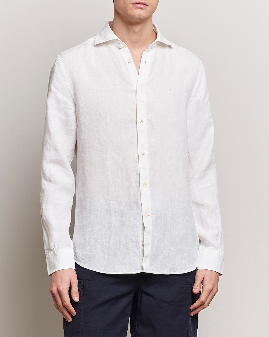 Uomini |  | Morris | Slim Fit Linen Cut Away Shirt White