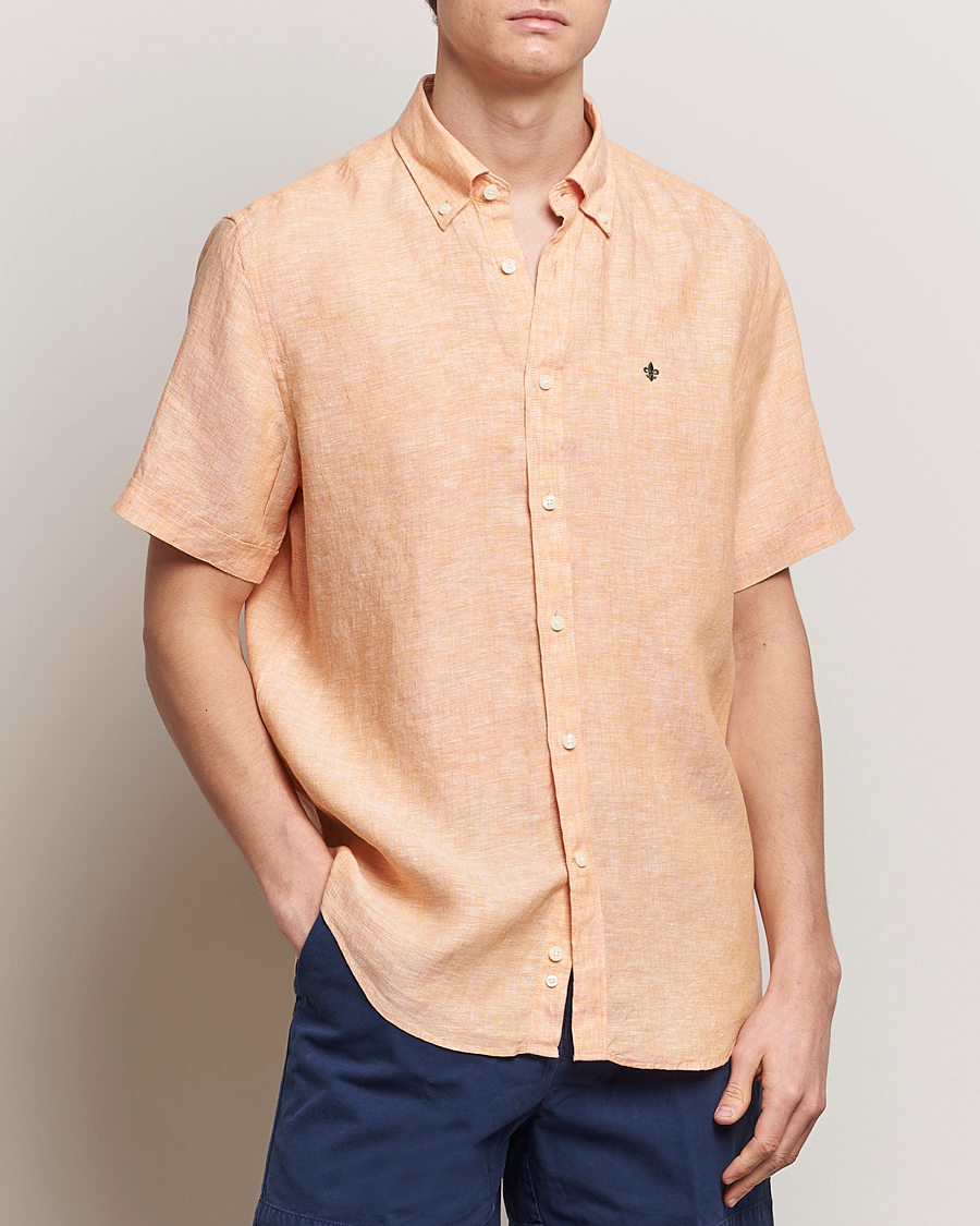 Uomini | Preppy Authentic | Morris | Douglas Linen Short Sleeve Shirt Orange