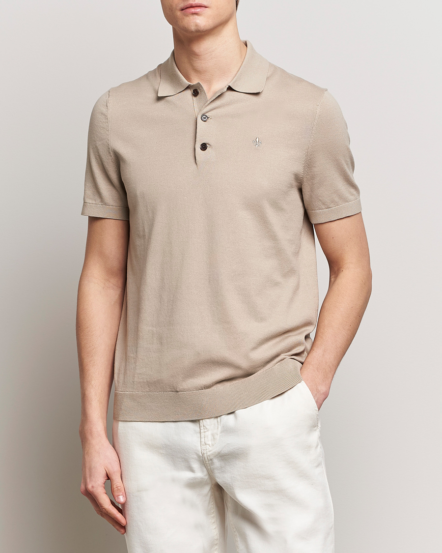 Uomini | Polo di maglia | Morris | Cenric Cotton Knitted Short Sleeve Polo Khaki