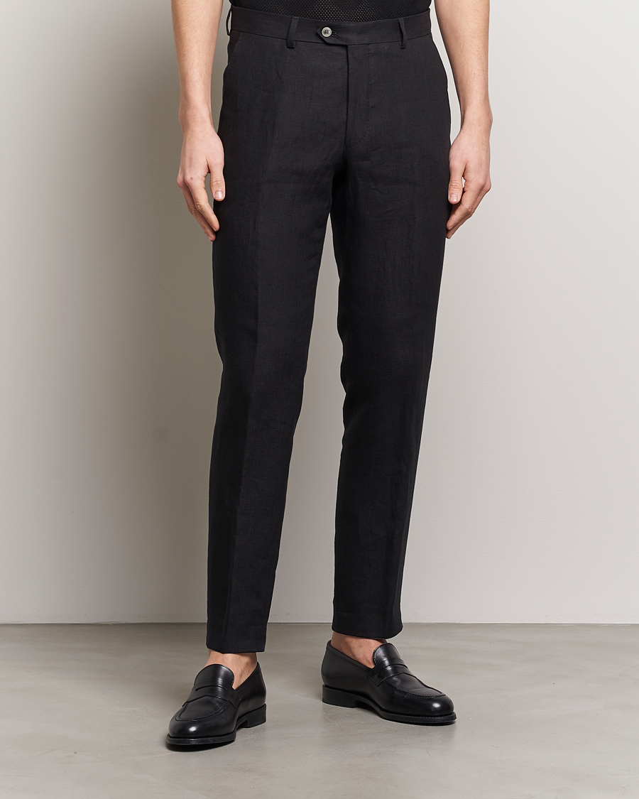 Uomini |  | Oscar Jacobson | Denz Linen Trousers Black