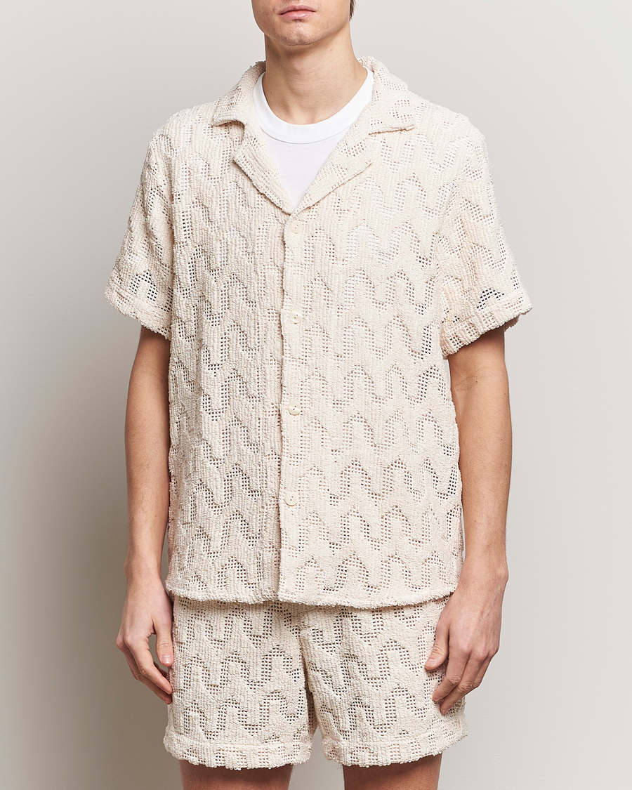 Uomini | Camicie a maniche corte | OAS | Atlas Cuba Crochet Shirt Off White