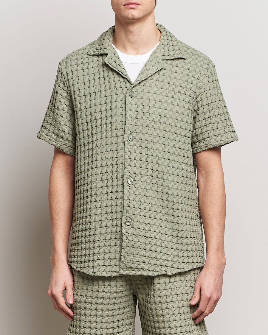 Uomini | Casual | OAS | Cuba Waffle Shirt Dusty Green