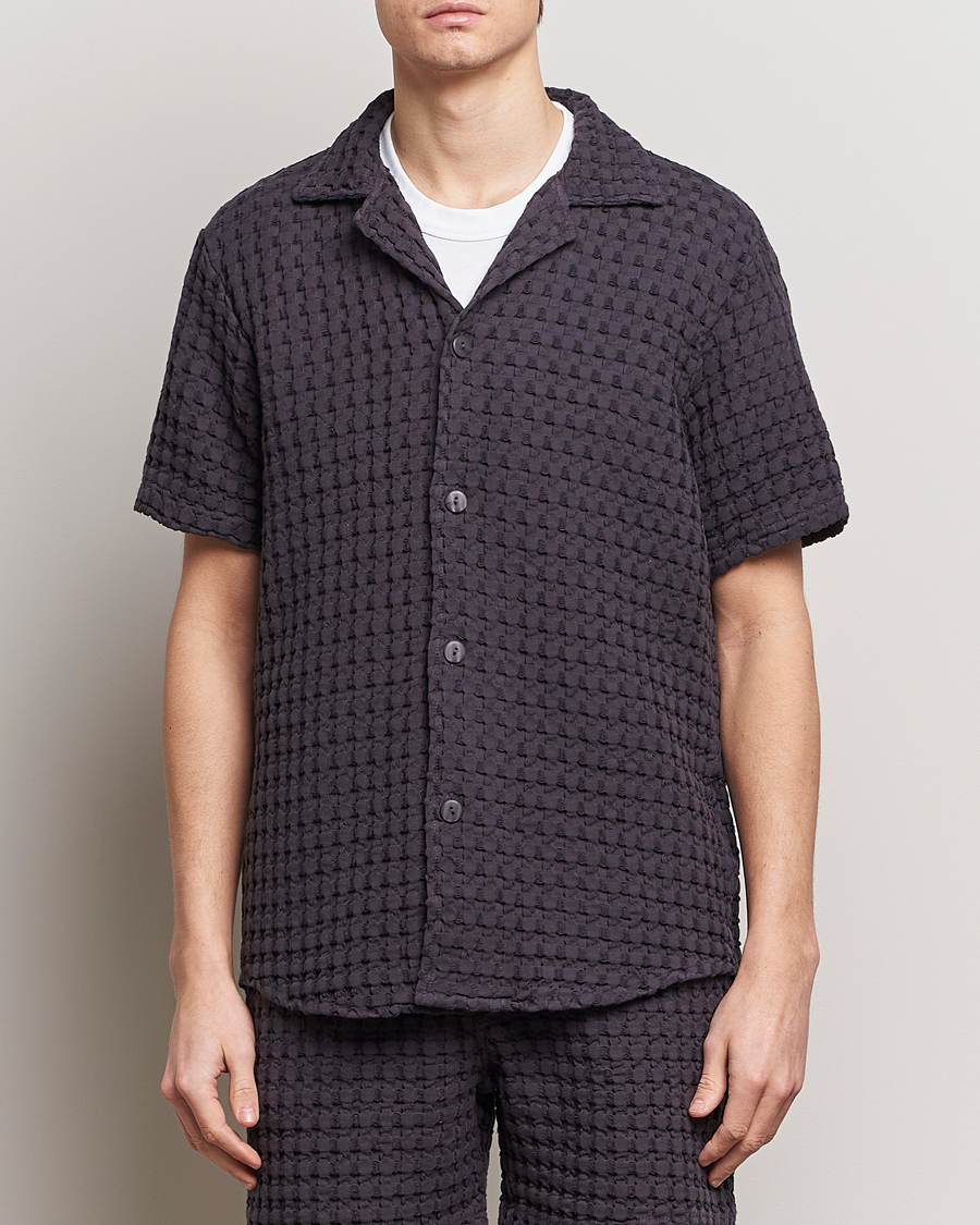 Uomini | Camicie a maniche corte | OAS | Cuba Waffle Shirt Nearly Black